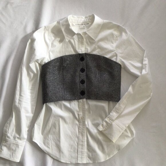 Veronica Beard Button Down with Corset Accent Sz 2 - Picture 2 of 11